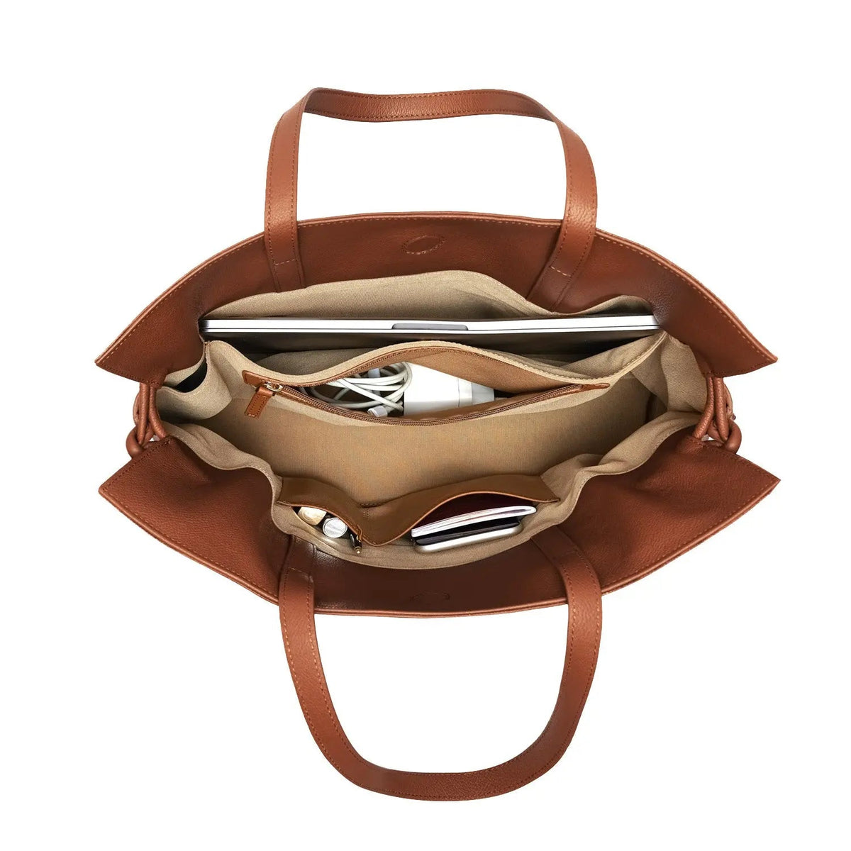 Large Emma Laptop Tote - Tan
