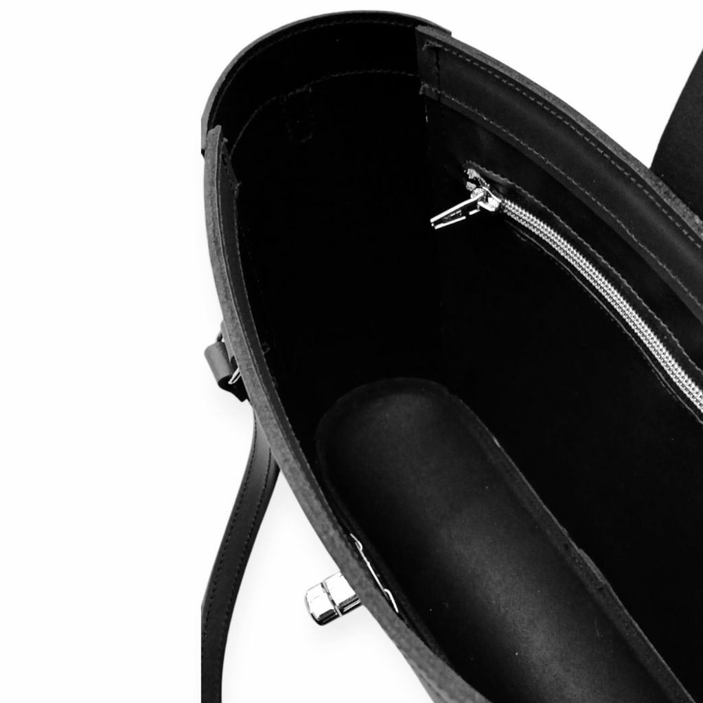Leather Mini Twist Lock - Black