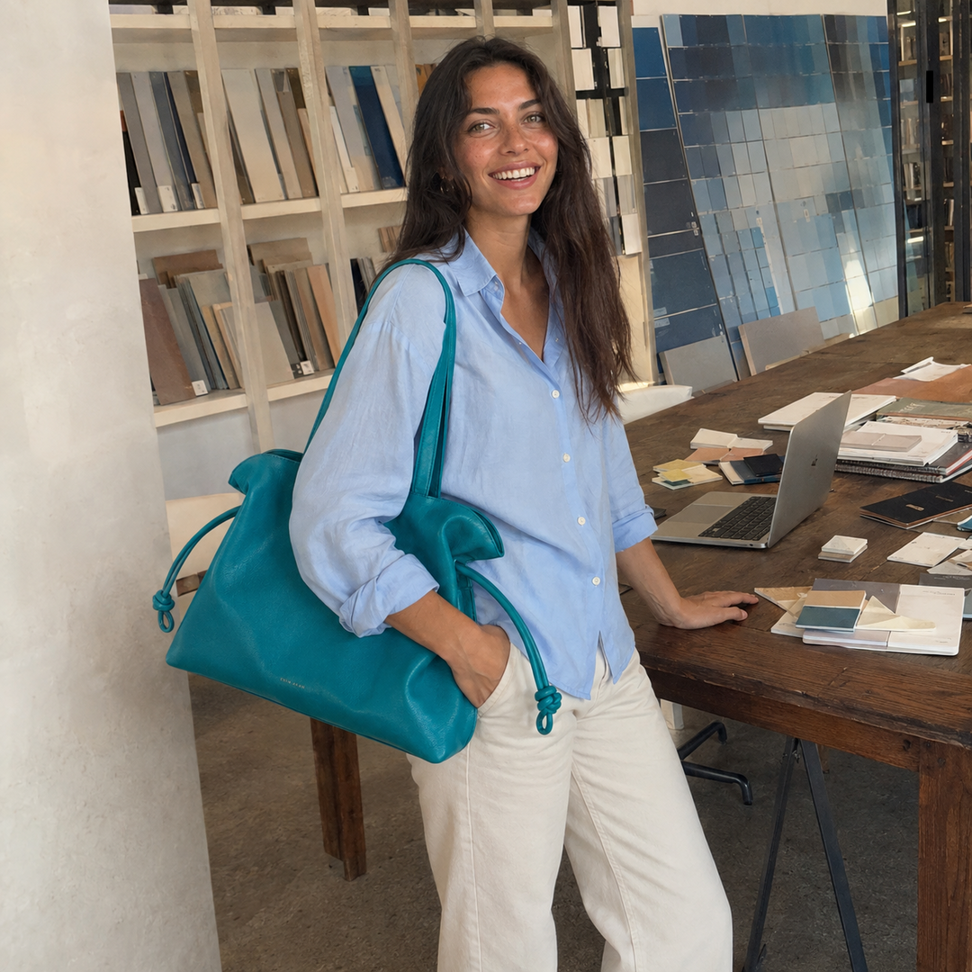 Large Emma Laptop Tote - Teal