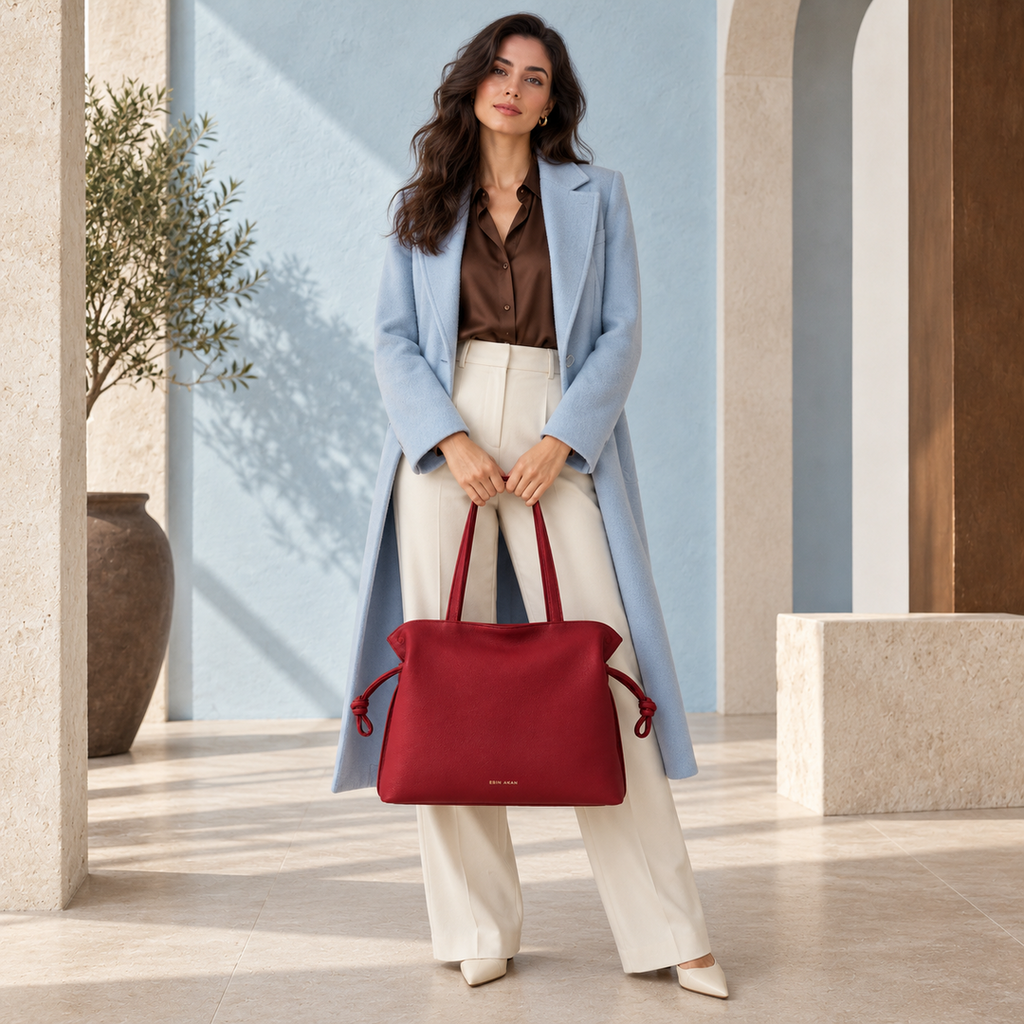 Large Emma Laptop Tote - Cherry Red