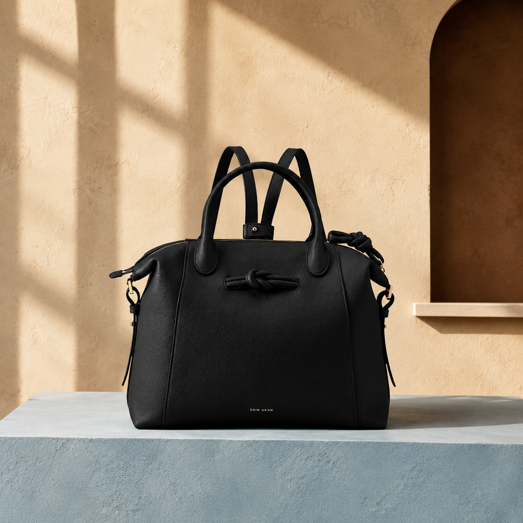Wimbledon Leather Laptop Backpack - Black