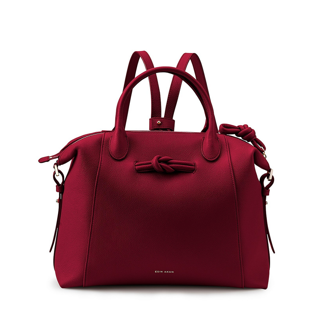 Wimbledon Leather Laptop Backpack - Cherry Red