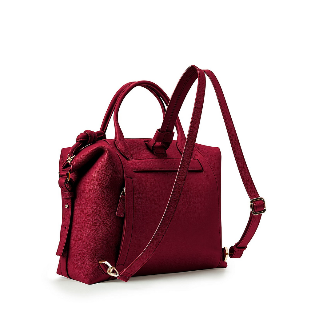 Wimbledon Leather Laptop Backpack - Cherry Red