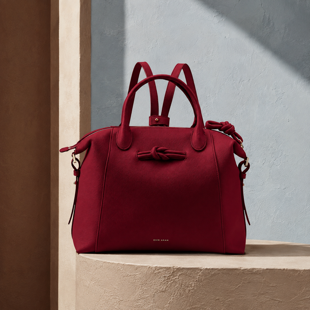 Wimbledon Leather Laptop Backpack - Cherry Red