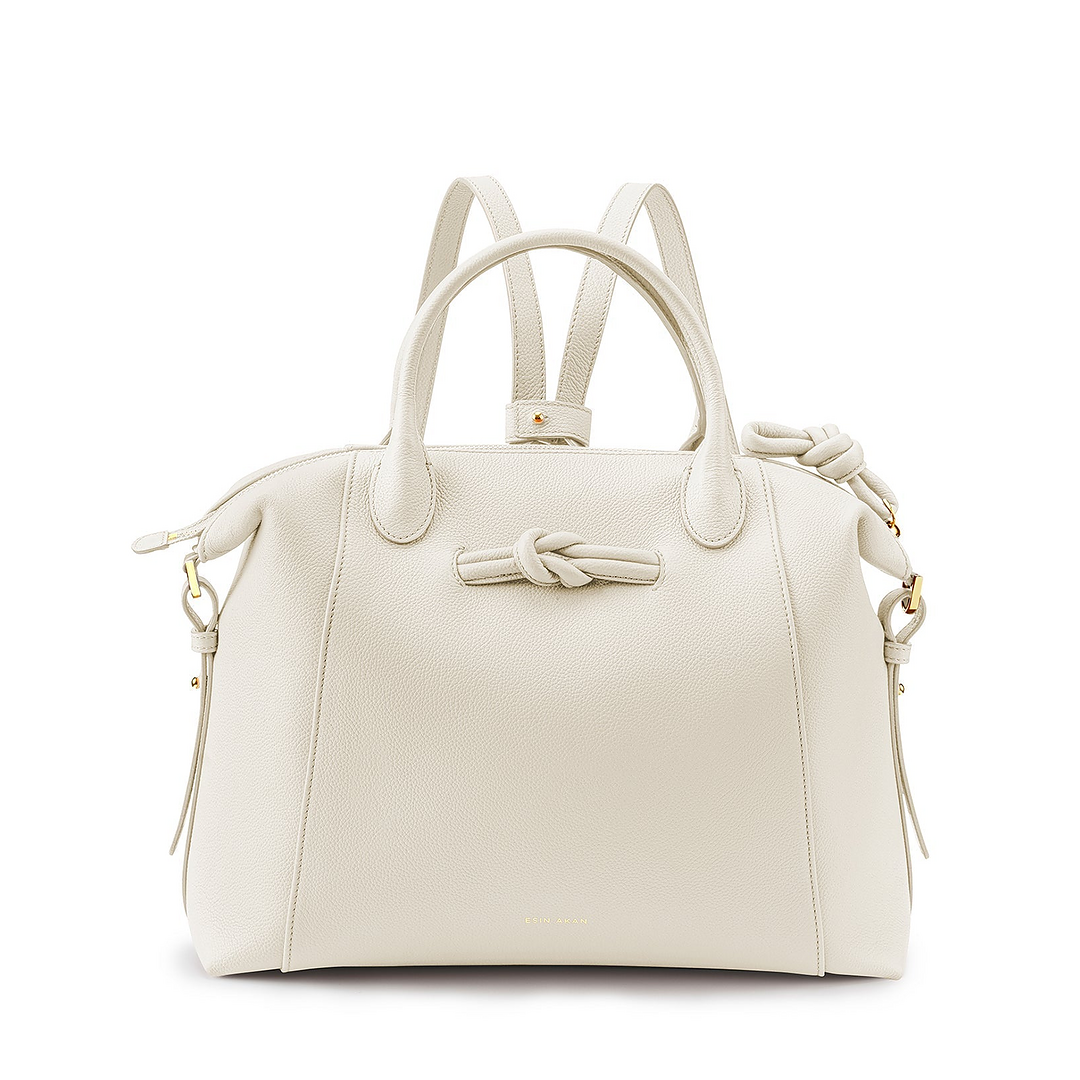 Wimbledon Leather Laptop Backpack - White