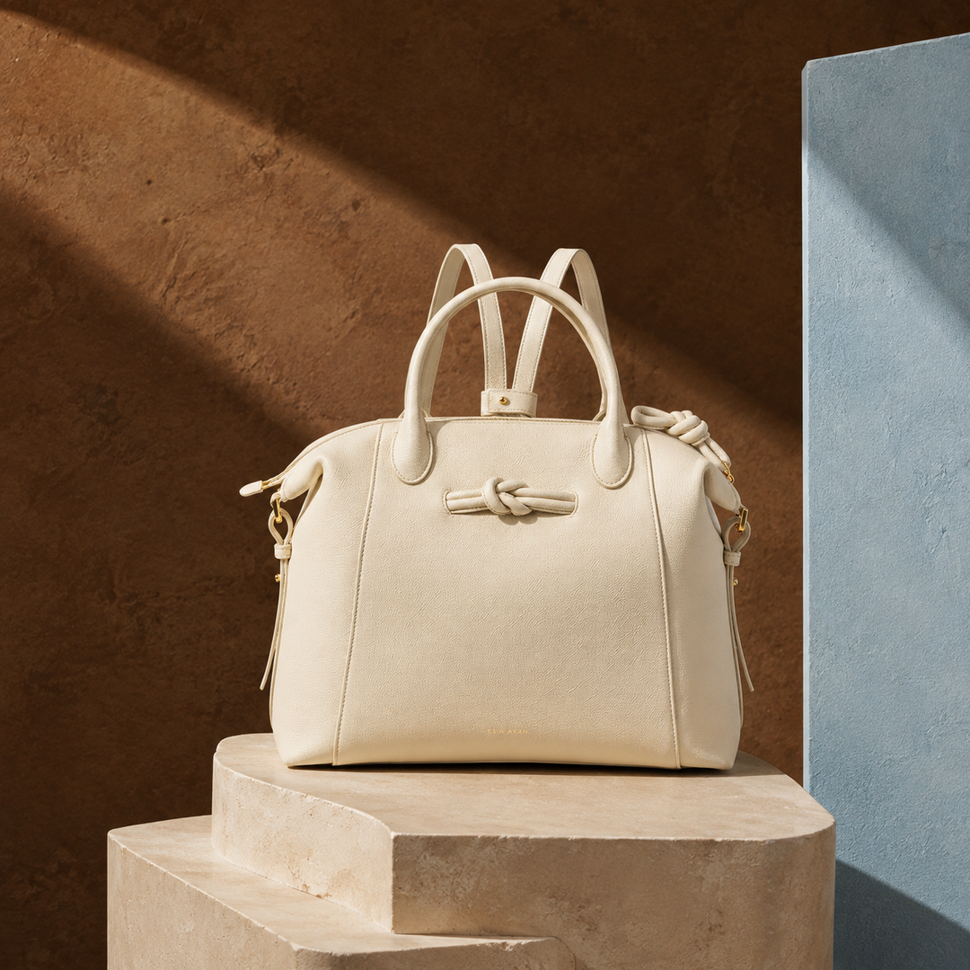 Wimbledon Leather Laptop Backpack - White