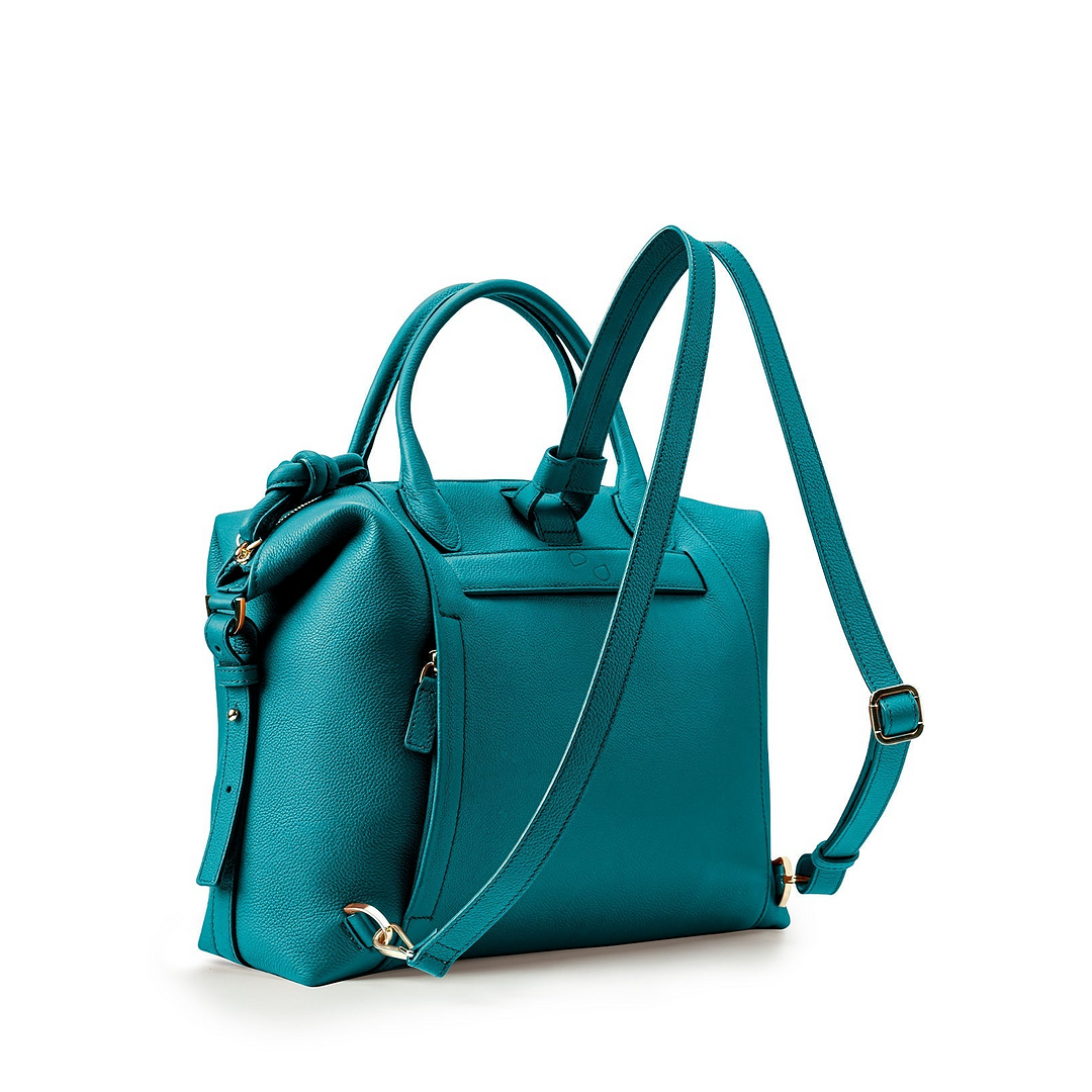 Wimbledon Leather Laptop Backpack - Teal