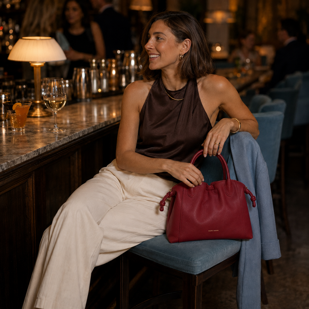 Midi Emma Convertible Tote - Cherry Red