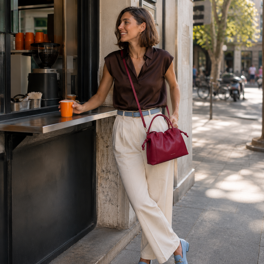 Midi Emma Convertible Tote - Cherry Red