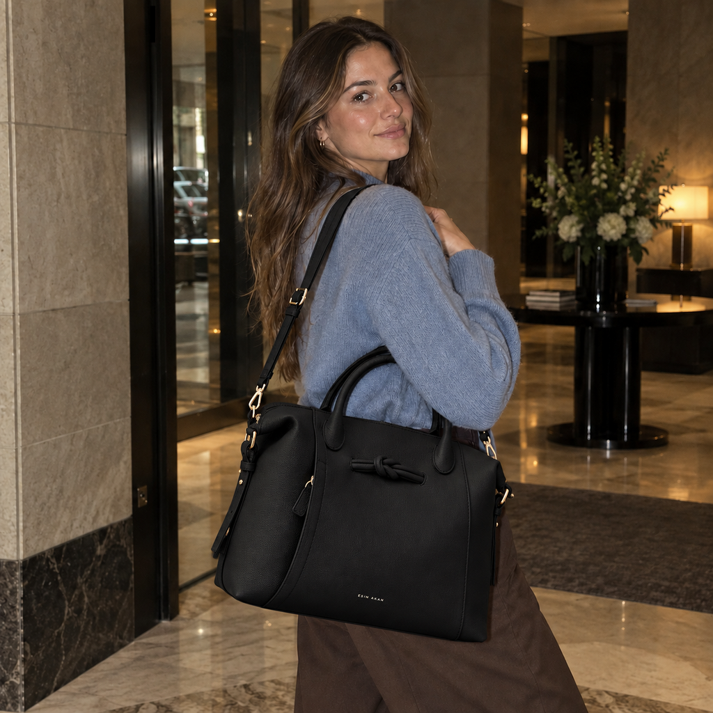 Wimbledon Leather Laptop Backpack - Black
