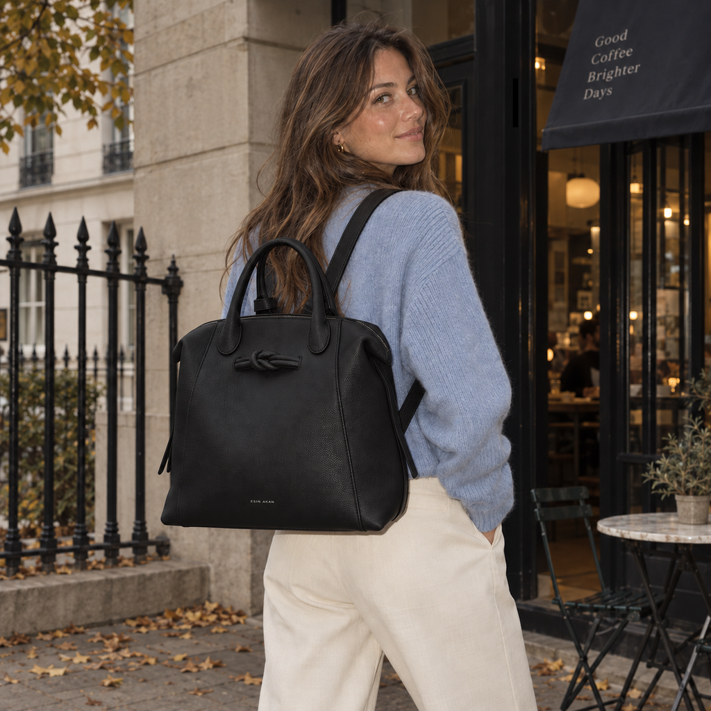Wimbledon Leather Laptop Backpack - Black