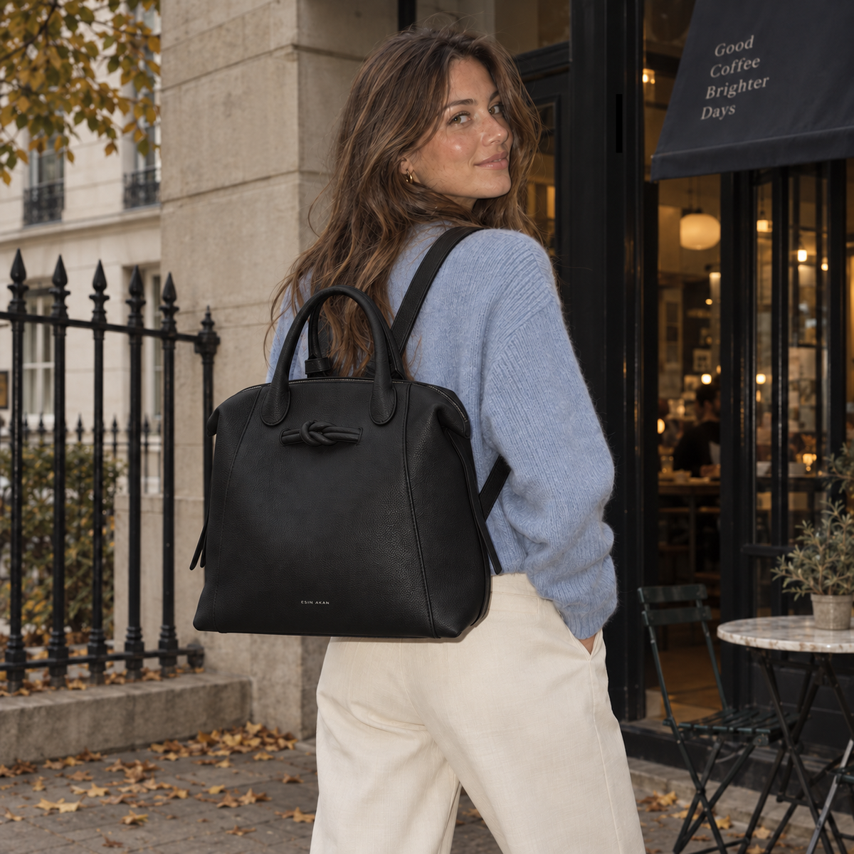 Wimbledon Leather Laptop Backpack - Black