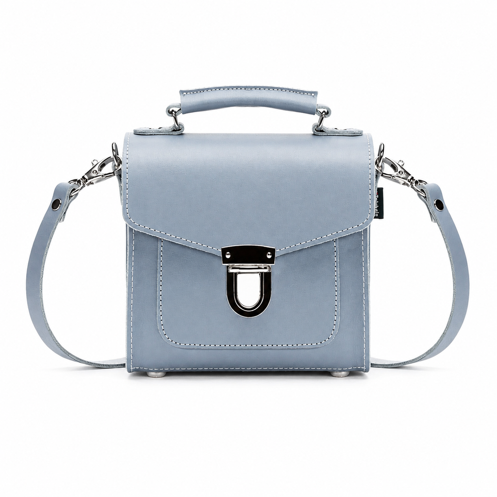 Handmade Leather Sugarcube Handbag - Lilac Grey