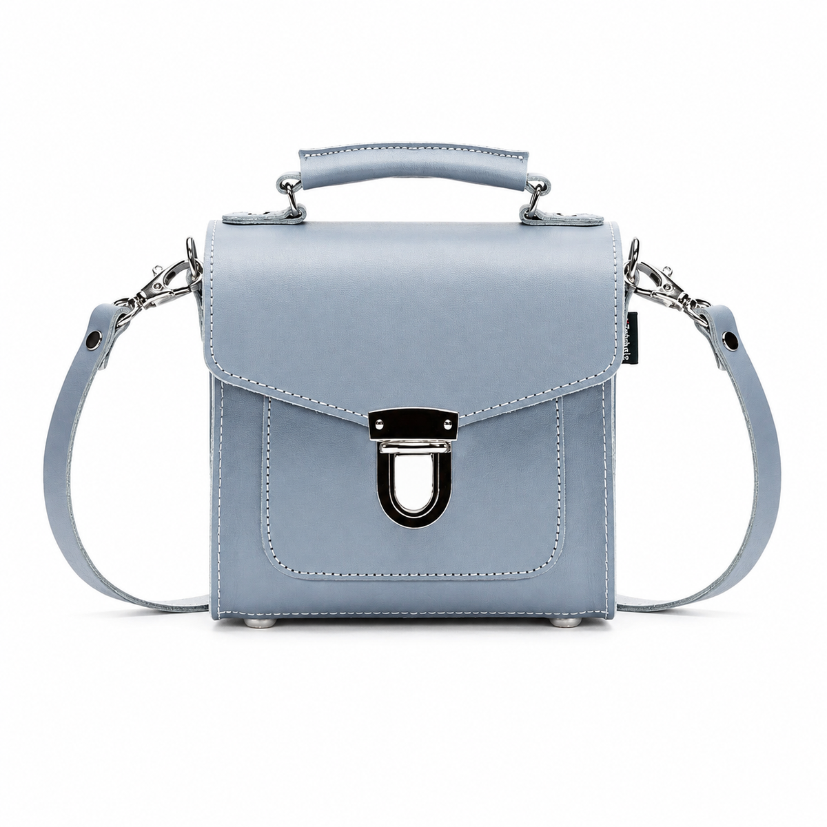 Handmade Leather Sugarcube Handbag - Lilac Grey