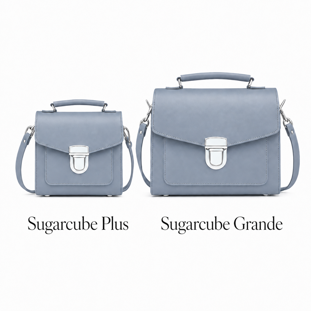 Handmade Leather Sugarcube Handbag - Lilac Grey