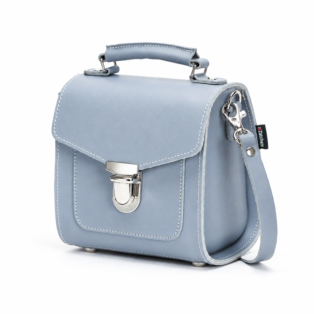 Handmade Leather Sugarcube Handbag - Lilac Grey