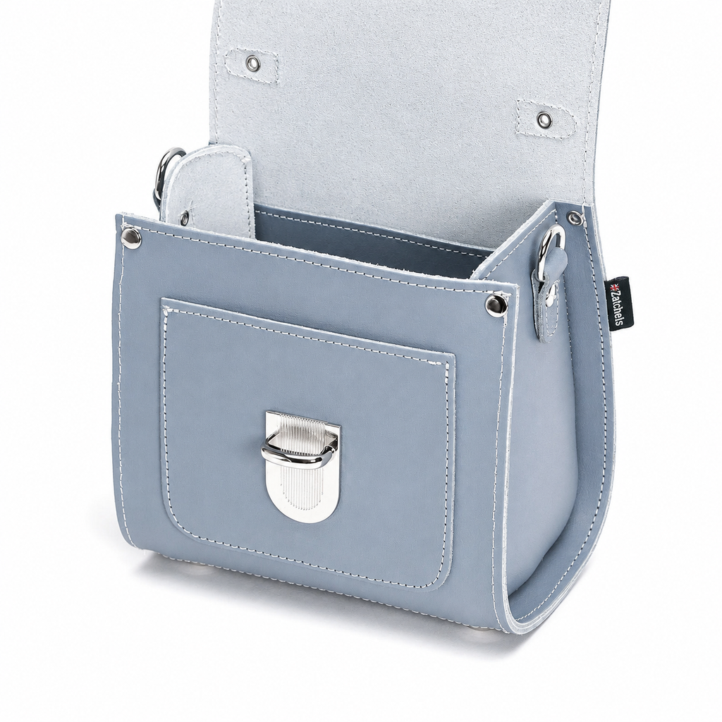 Handmade Leather Sugarcube Handbag - Lilac Grey