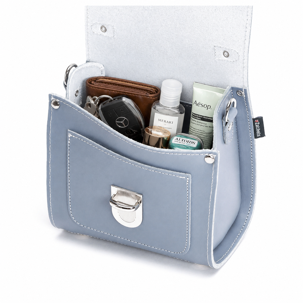 Handmade Leather Sugarcube Handbag - Lilac Grey