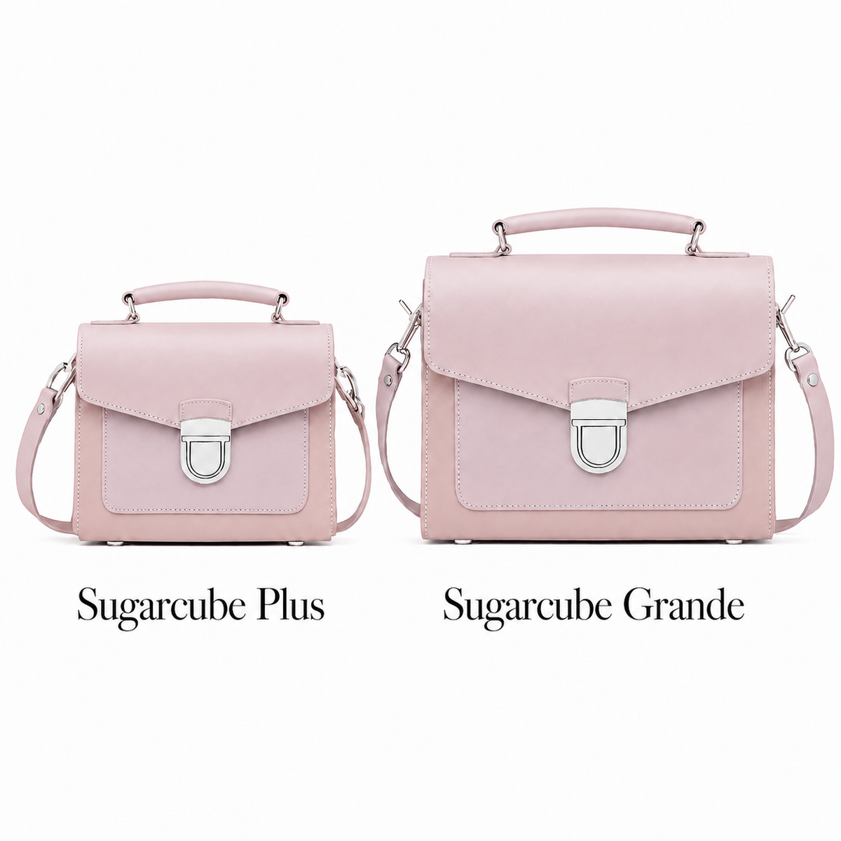 Handmade Leather Sugarcube Handbag - Rose Quartz