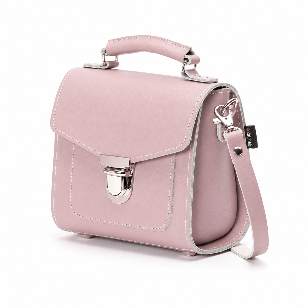 Handmade Leather Sugarcube Handbag - Rose Quartz