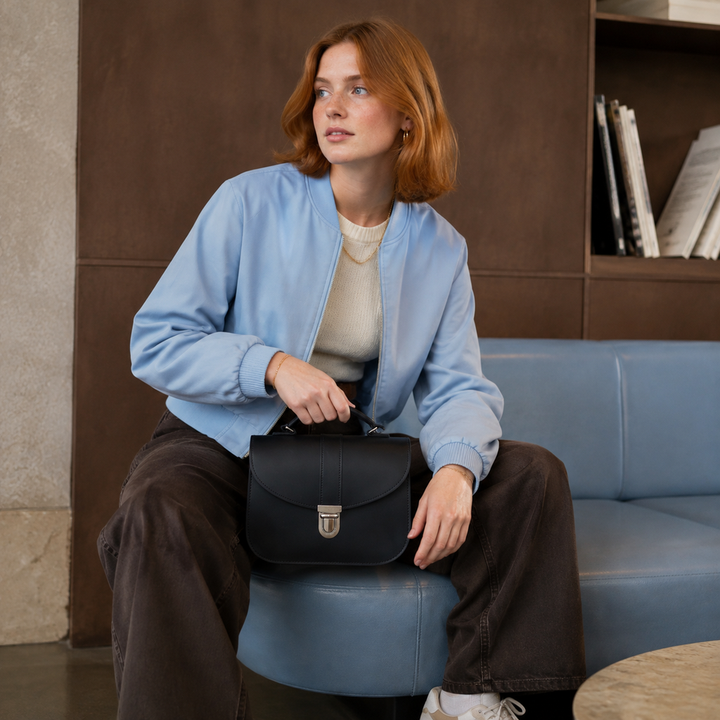 Olympia Handmade Leather Bag - Black
