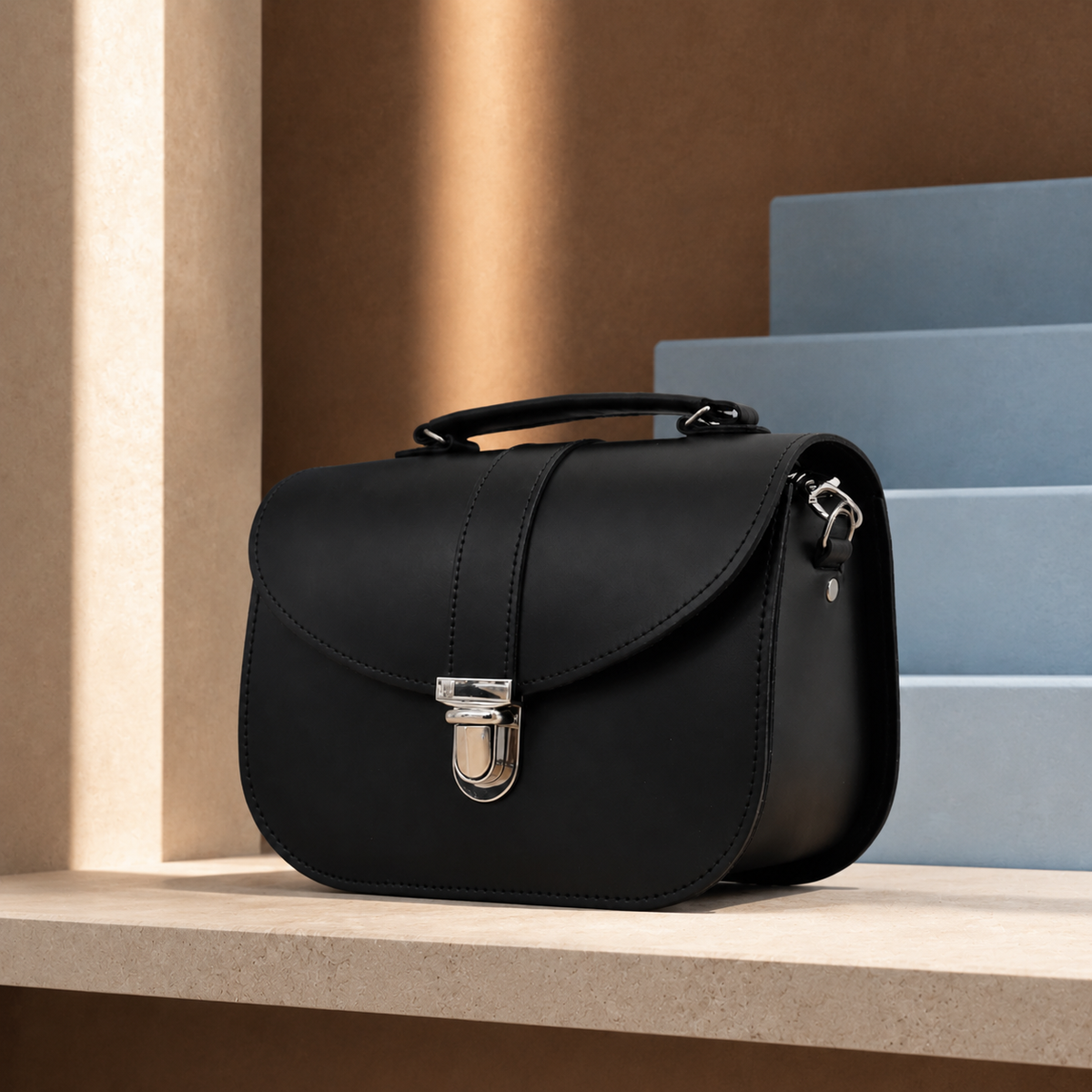 Olympia Handmade Leather Bag - Black