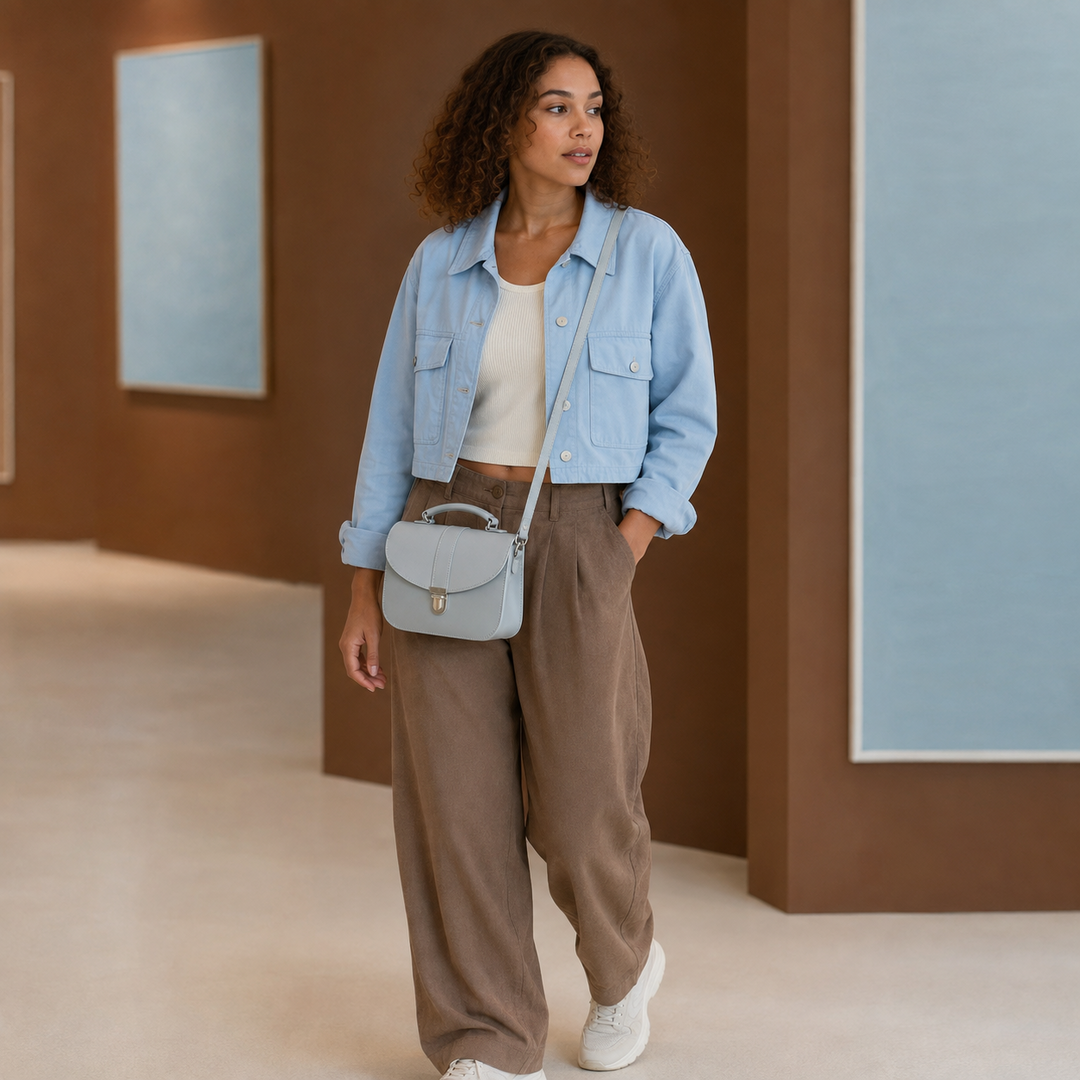 Olympia Handmade Leather Bag - Ghost Grey