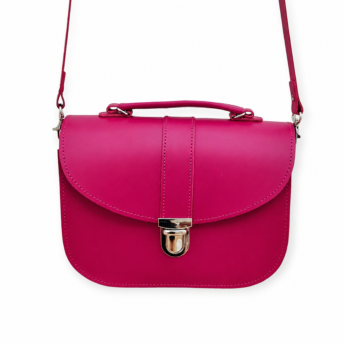 Olympia Handmade Leather Bag - Magenta