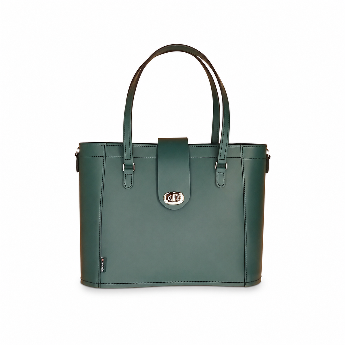 Leather Mini Twist Lock Shopper Bag - Pine