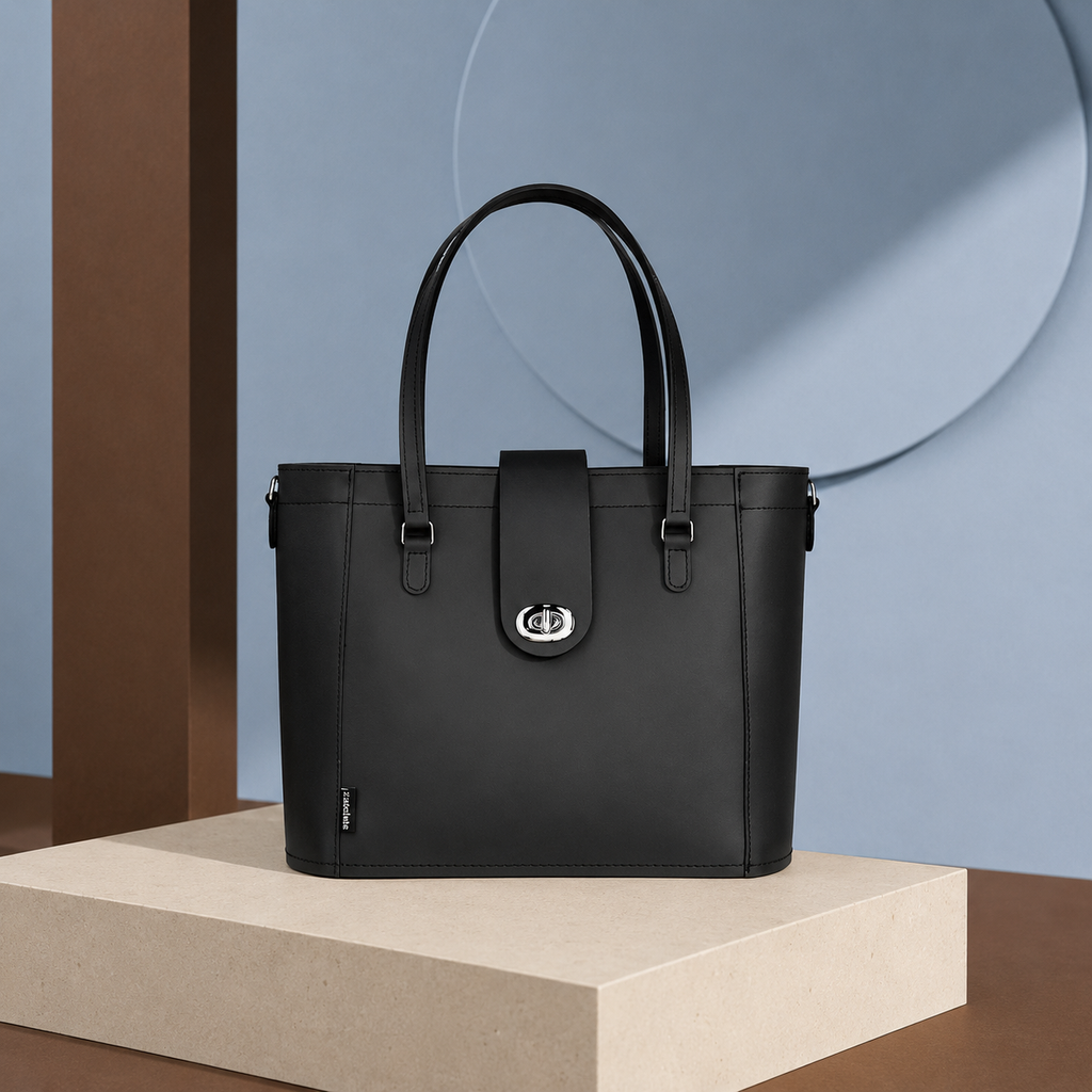 Leather Mini Twist Lock - Black