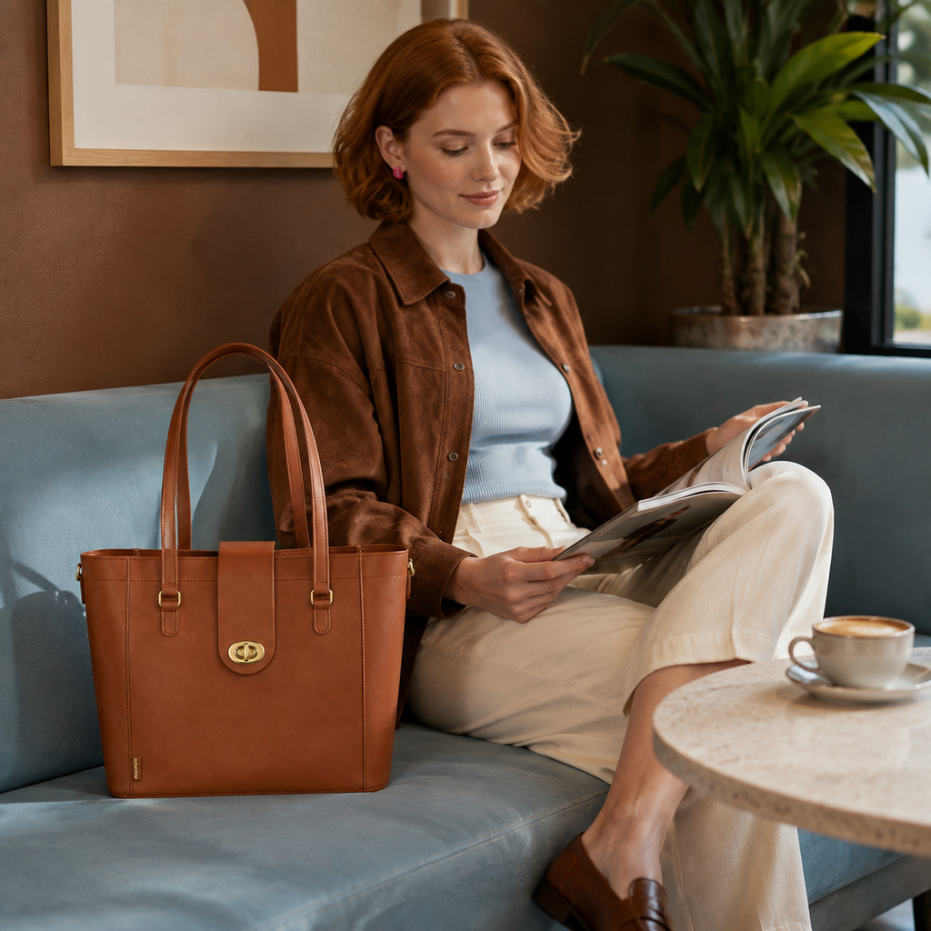 Leather Mini Twist Lock - Tan