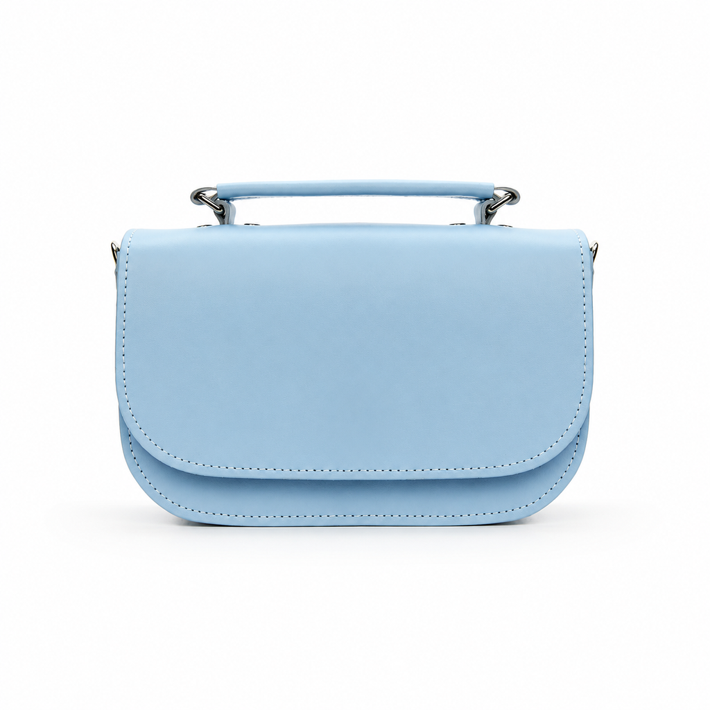 Aura Handmade Leather Crossbody & Clutch Bag - Powder Blue