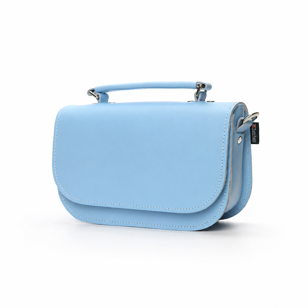 Aura Handmade Leather Crossbody & Clutch Bag - Powder Blue