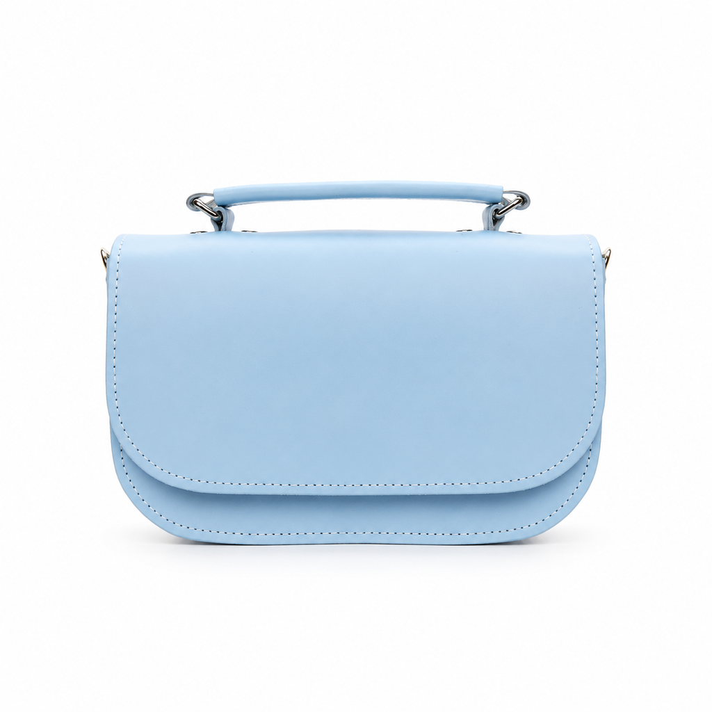 Aura Handmade Leather Crossbody & Clutch Bag - Powder Blue