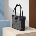 Tannery Tweed & Leather Mini Twist Lock Shopper Bag - Black