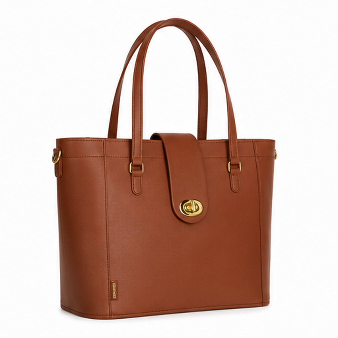 Leather Mini Twist Lock - Tan