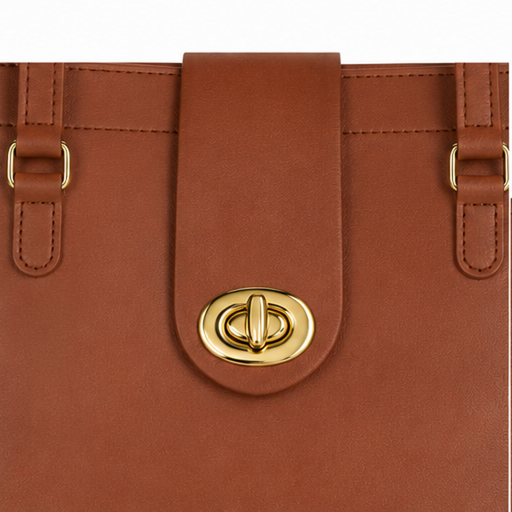 Leather Mini Twist Lock - Tan